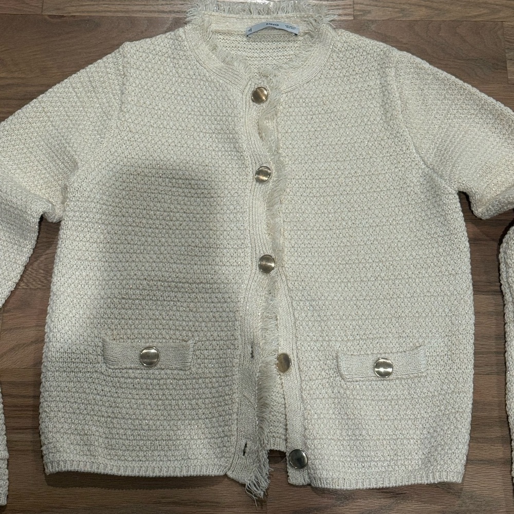 Mango Cream Button-Up Cardigan - Picture 2 of 8